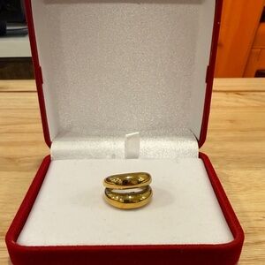 Peruvian Gold-Tone Surgical Steel Dome Ring – Size 7, NWOT